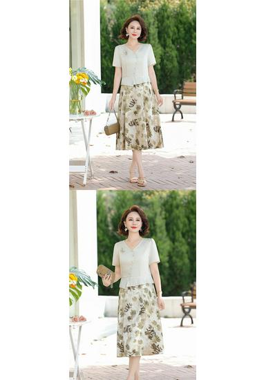 Mom's Summer Short Sleeve Dress: 2026 Slimming, Concealing Chinese Style for Middle-Aged & Elderly Women