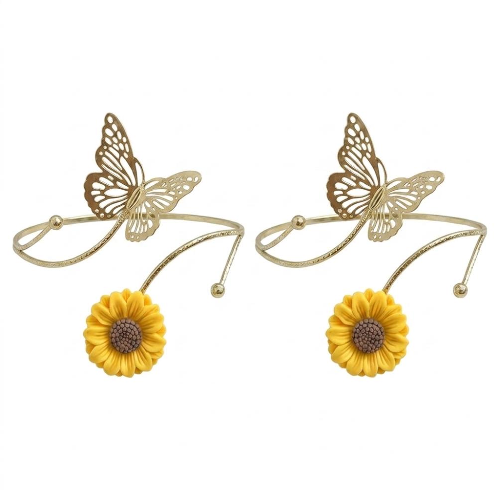 Metal Butterfly Sunflower Curtain Straps Fabric Sunflower Curtain Holders Living Room