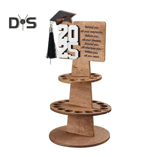 

Выпускной деревянный держатель денег башня двухслойная стойка для хранения денег класс 2025 выпускников денежный подарок выпускной вечер украшение рабочего стола коричневый