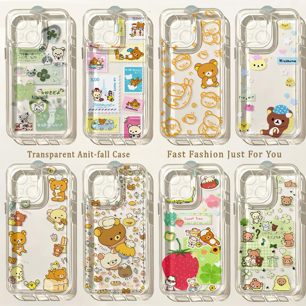 Anime Cute Rilakkumas Phone Case for IPhone 17 16 16e 15 14 13 12 11 Mini Pro Max X XR XSMax 7 8 Air Plus Transparent Back Cover