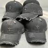 Fashion Hat Cross Shabby Style Personality Missing Corner Design Baseball Cap Female Internet celebrity Foreign style Versatile face Small cap tide