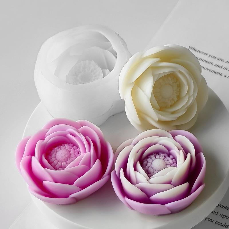 New Lotus Silicone Candle Soap Mold DIY 3D Flower Aromatherapy Gypsum Resin Crafts Cement Mould Chocolate Cake Baking Tool