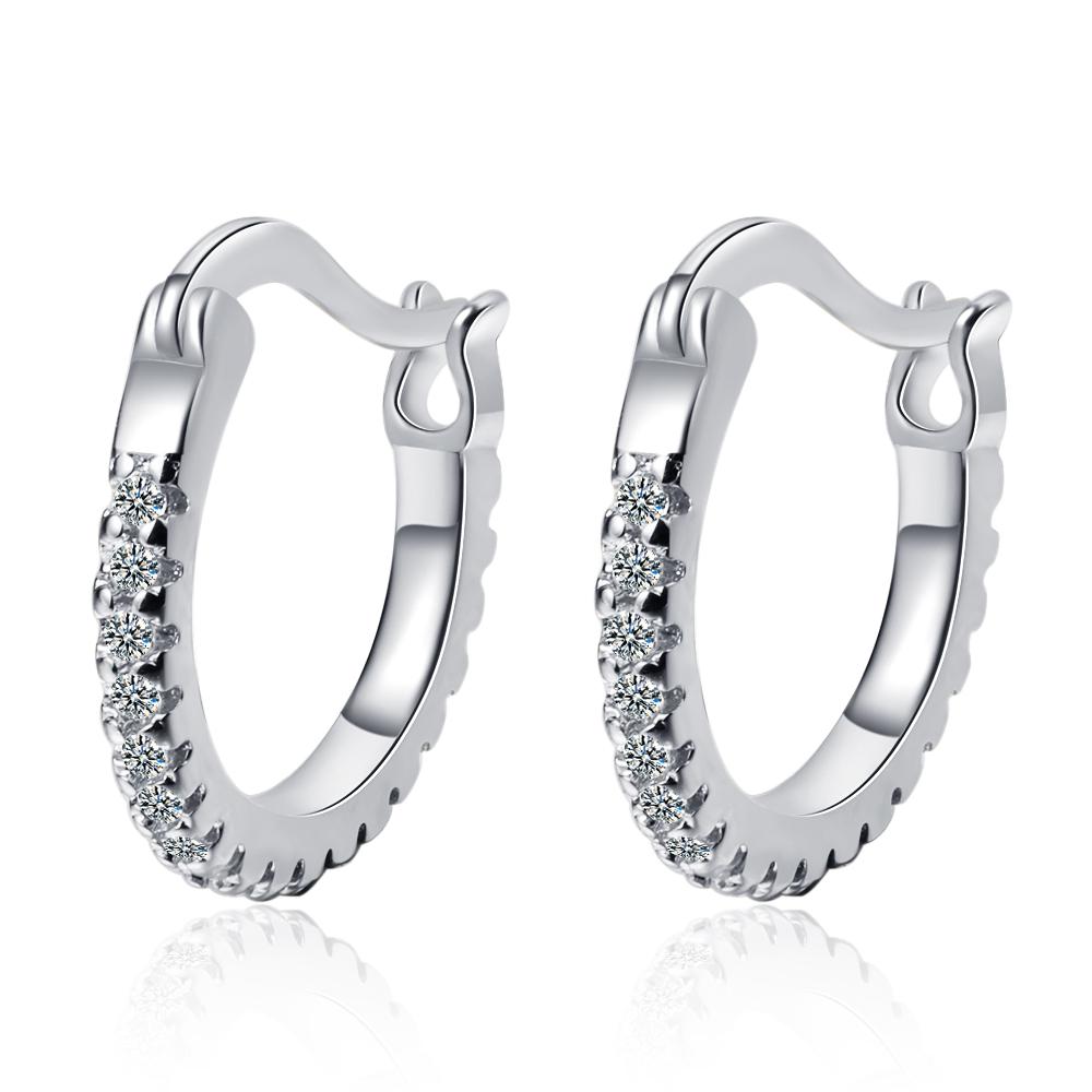 Plated Total 2.6CT Full Moissanite Hoop Earring for Women Sparkling Wedding Party Earring 925 Silver Jewelry Huggie