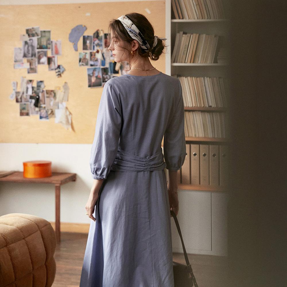 Simpeulleteulo Sr_Slim Long V-Neck Dress