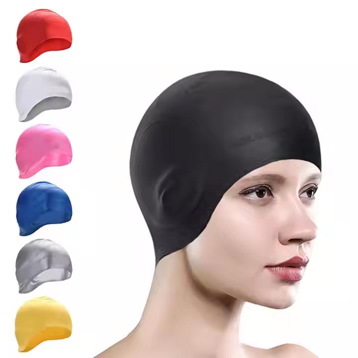 Custom swimming caps for women swimming pool tiles Printing Logo Brand Silicone Swimming hats L чёрный