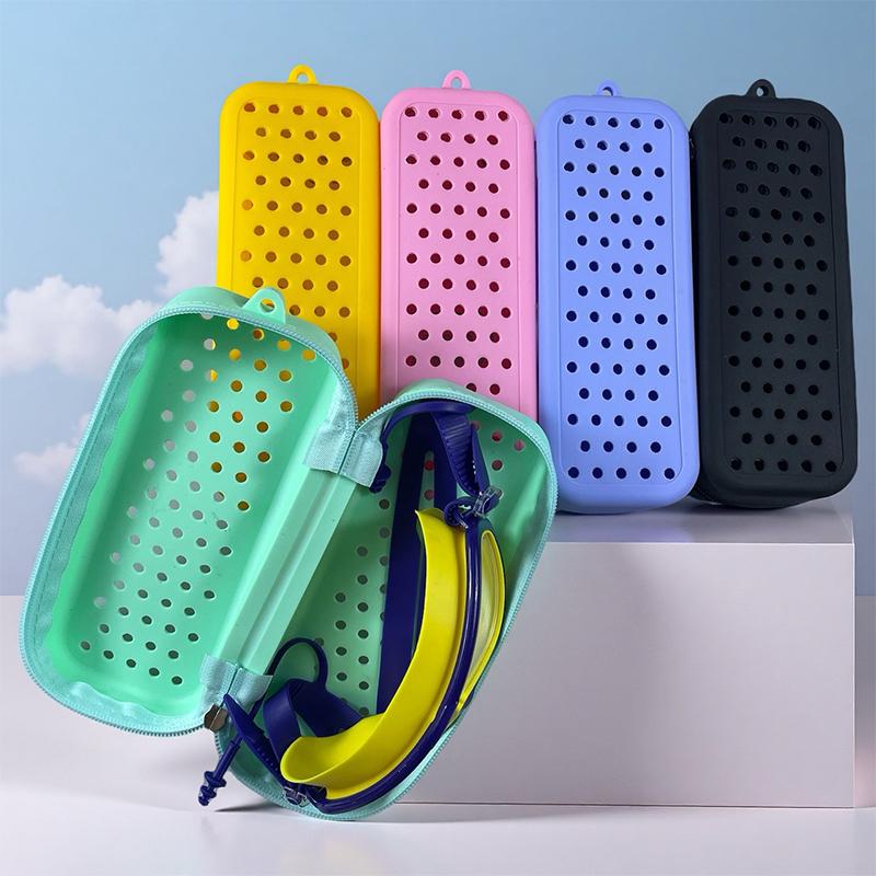 Portable Silicone Swim Goggle Case Perforated Breathable Eyeglasses Storage Bag Durable Swimming Goggles Protection Travel Use