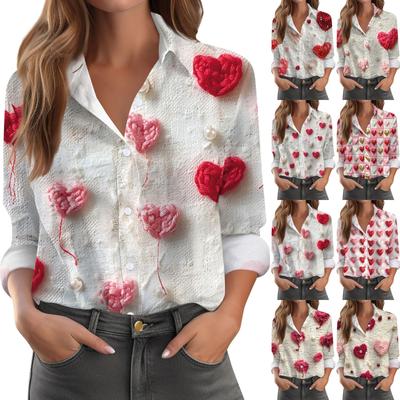 Women's Shirt Blouse Print Button Long Sleeve Casual Basic Shirt Collar Regular Top