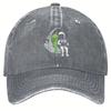 Alien and Astronaut Reading on Moon Vintage Denim Baseball Cap Adjustable Outdoor Sports Cap