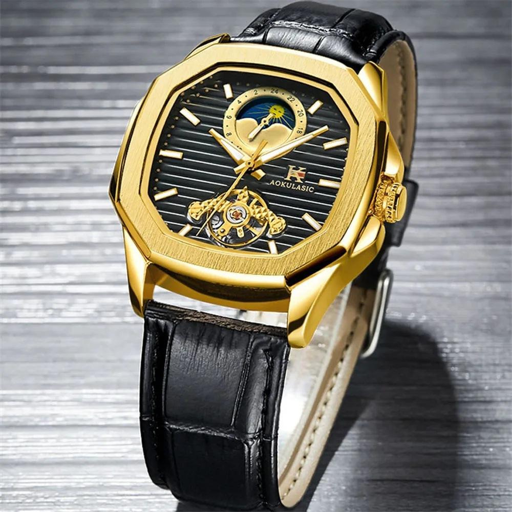 Aokulasic Men'S Fashion Casual Square Automatic Mechanical Watch