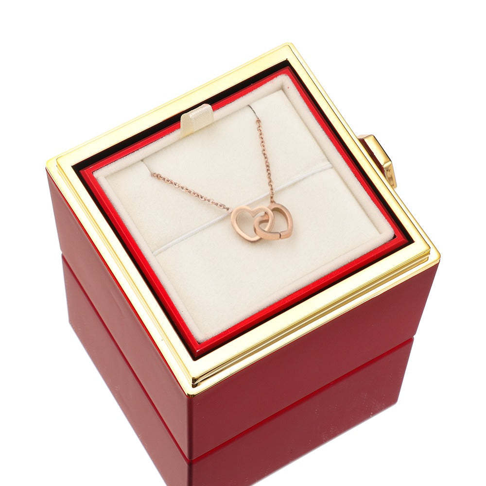 Qiuhan /ODM Stainless Steel Jewelry Packaging Box 360 Angles Rotatable Surface Never Fade Rose Design Custom Name Logo Daily красный