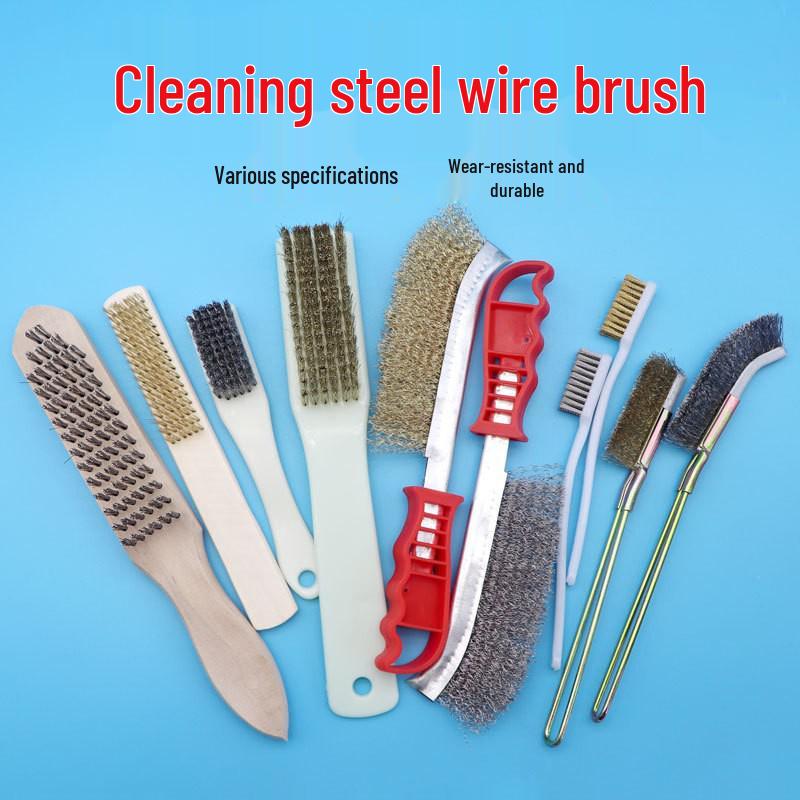 Long Handle Stainless Steel and Copper Wire Brush for Rust Removal