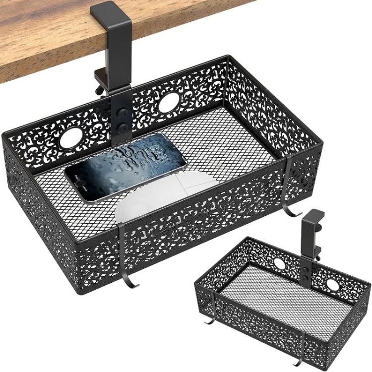 Organizer do przechowywania pod biurkiem Mocowany na zacisk Metalowy kosz-szuflada pod blat (Styl stały)