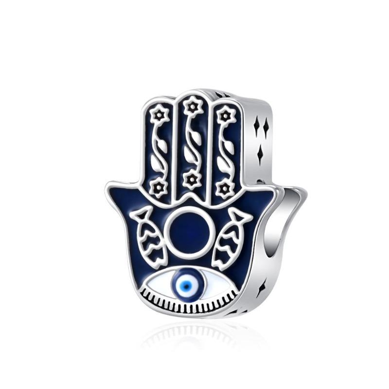 Brandneuer Kupfer Griechisches Auge Teufelsauge Anhänger Mit Holzkohleperlen Passend Für Original Armband DIY Damenschmuck