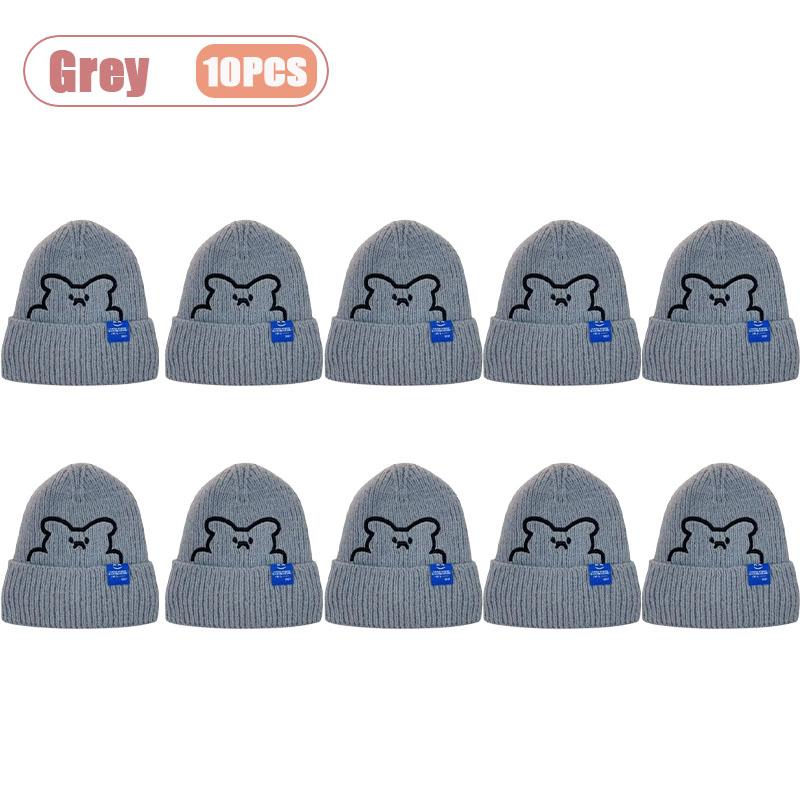 1-10PCS Winter Bear Knit Hat for Women Plush Furry Beanie with Ear Protection Warm Knitted Cap Perfect Christmas Gift