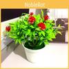 Rose Mini Plastic Artificial Flower Green Plant Potted Plant For Indoor Decor