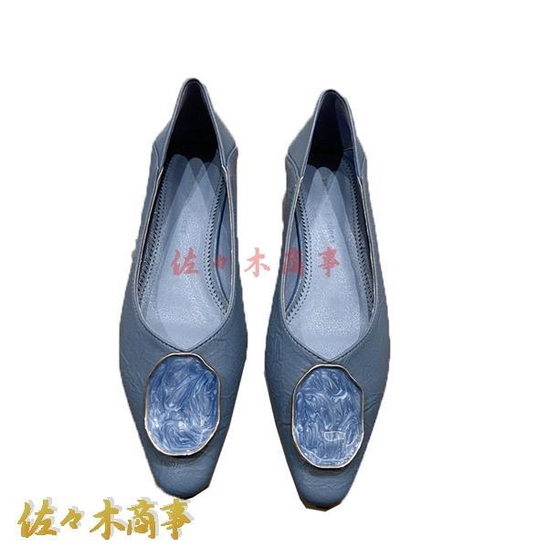 

Moccasin shoes, slip-on shoes for women, Babouche, flat, easy to walk, thin legs, blue, square toe pumps, odorless, stylish, spring, summer, autumn
