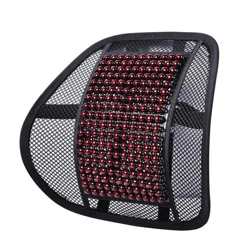 Breathable Car Lumbar Support Cushion with Wood Beads for Summer