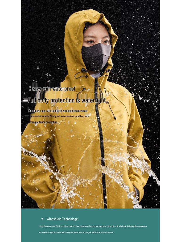 Dead Leaf Butterfly Women's 3-in-1 Softshell Hooded Windbreaker - Waterproof, Windproof Mountaineering Jacket for Autumn/Winter