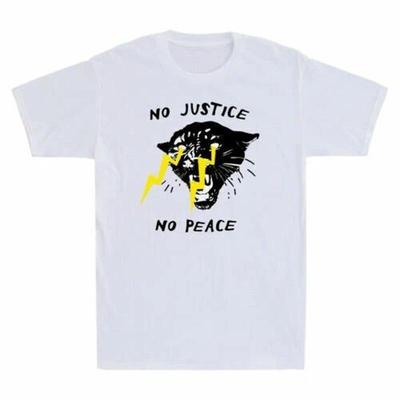 No Justice Peace Panther Vintage Mens T Shirt Top Cotton