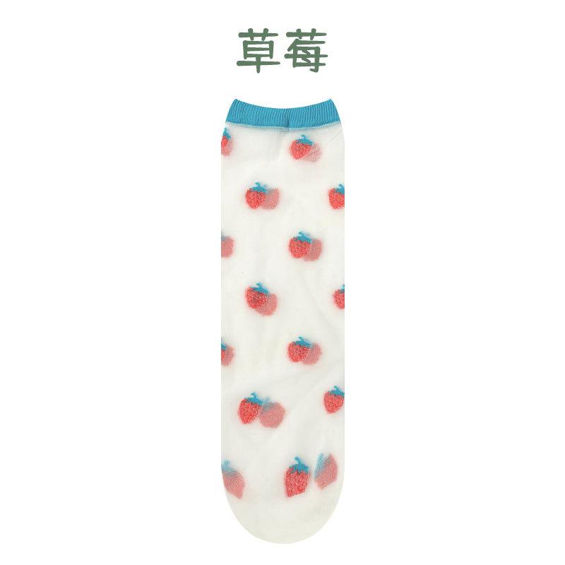 

Женские летние ультратонкие прозрачные носки с кристаллами любви каваи для девочек, дышащие, в корейском милом стиле, из ледяного шелка, прозрачные носки с вышивкой One Size