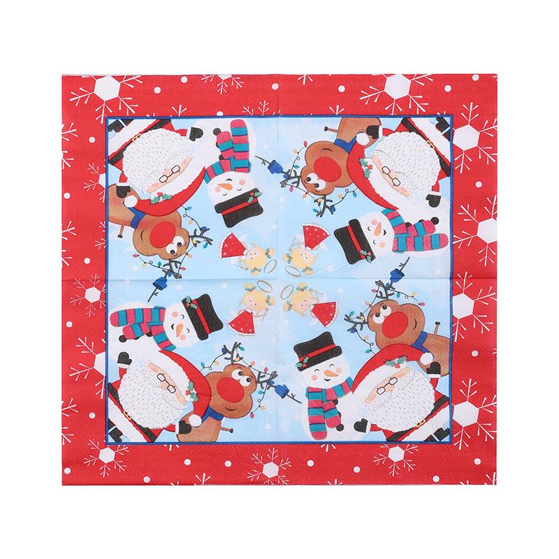 Snowman Print Square Napkins - Virgin Wood Pulp, Christmas Design