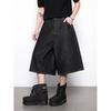 Denim Fekete Bivaly Farmer Férfi és Női Nyári Amerikai Retro Egyszerű Stílus Laza Hímzés Széles Szárú Rövidnadrág Divat
