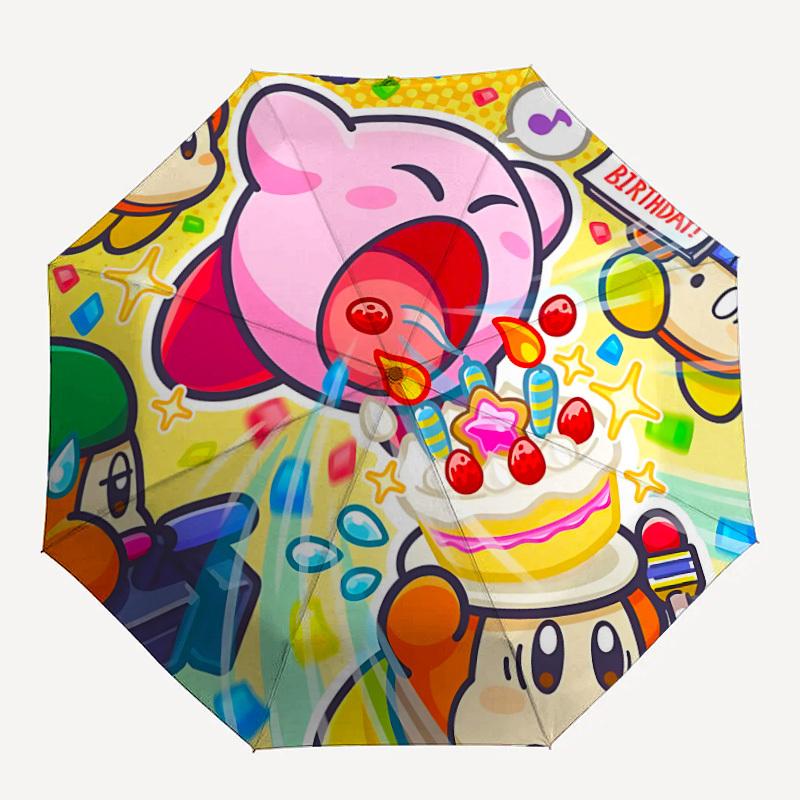 

1PC Kirby Party Auto Open/close Folding Portable Umbrella with 8 Rib Structure for Women/Men, All-Season Use 0901158
