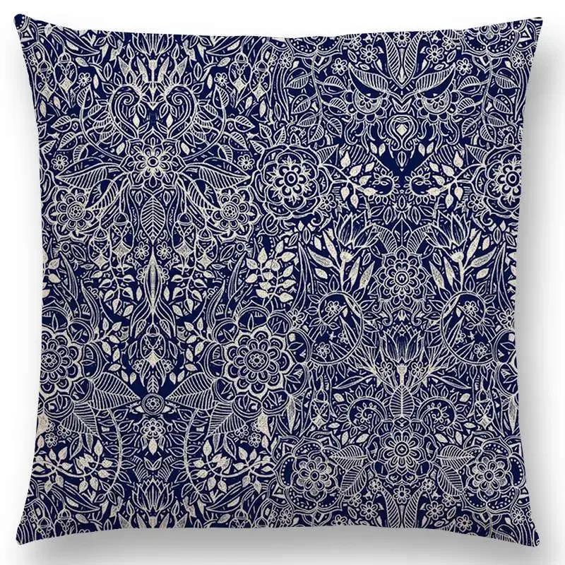 Neu Wunderschönes Blatt Blume Herrliches Florales Doodle Buntes Dekoratives Muster Mandalas Auto Kissenbezug Sofa Überwurf Kissenbezug