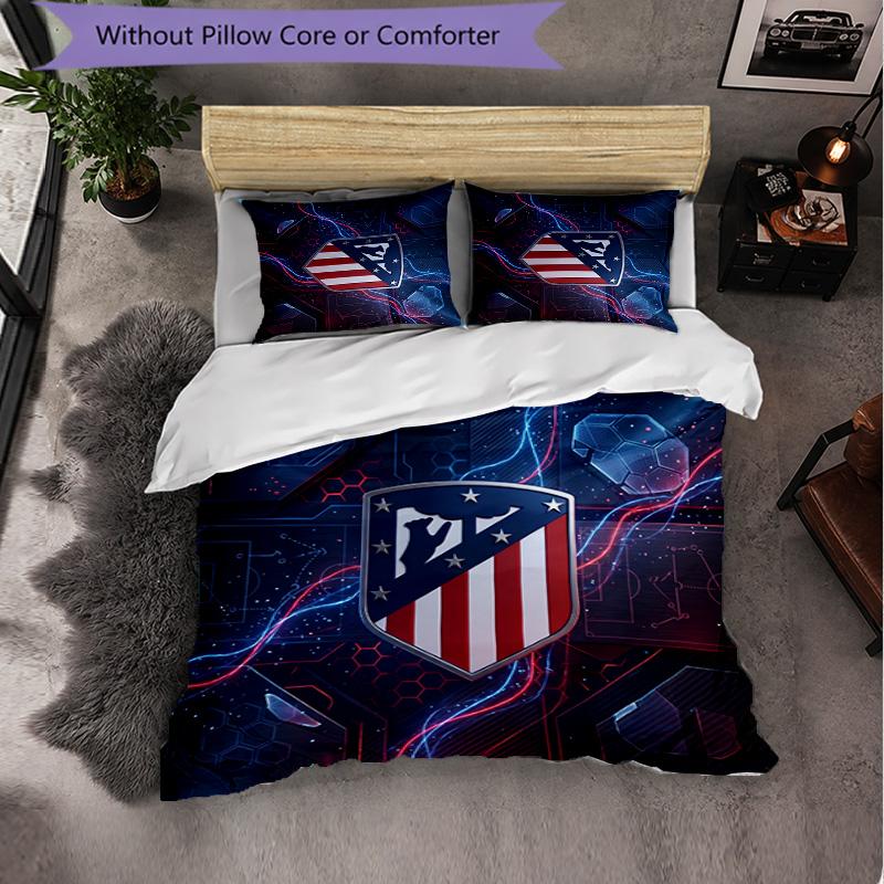 Set Lenzuola Atletico Madrid Modello 3 Pezzi Morbida Copripiumino in Microfibra con Federe per Camera da Letto