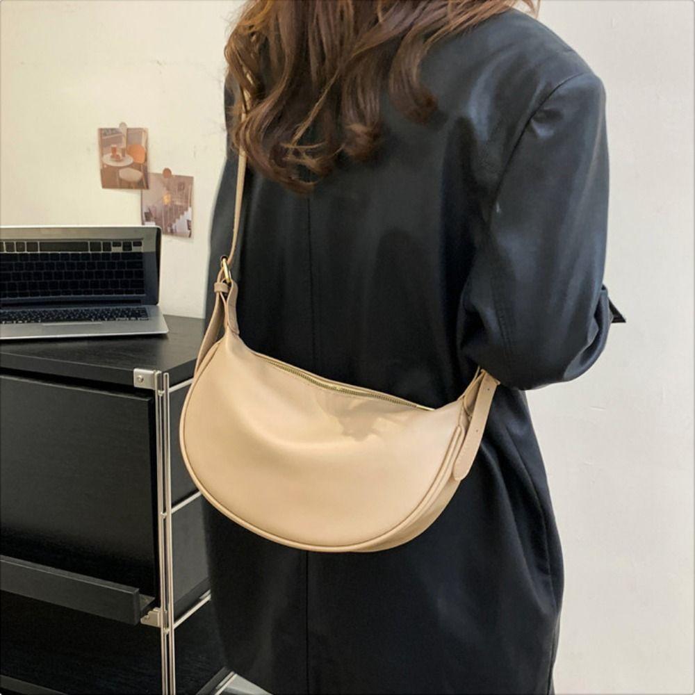 Adjustable Strap PU Leather Shoulder Bag Zipper Underarm Dumpling Bag Vintage Crossbody Bags Party