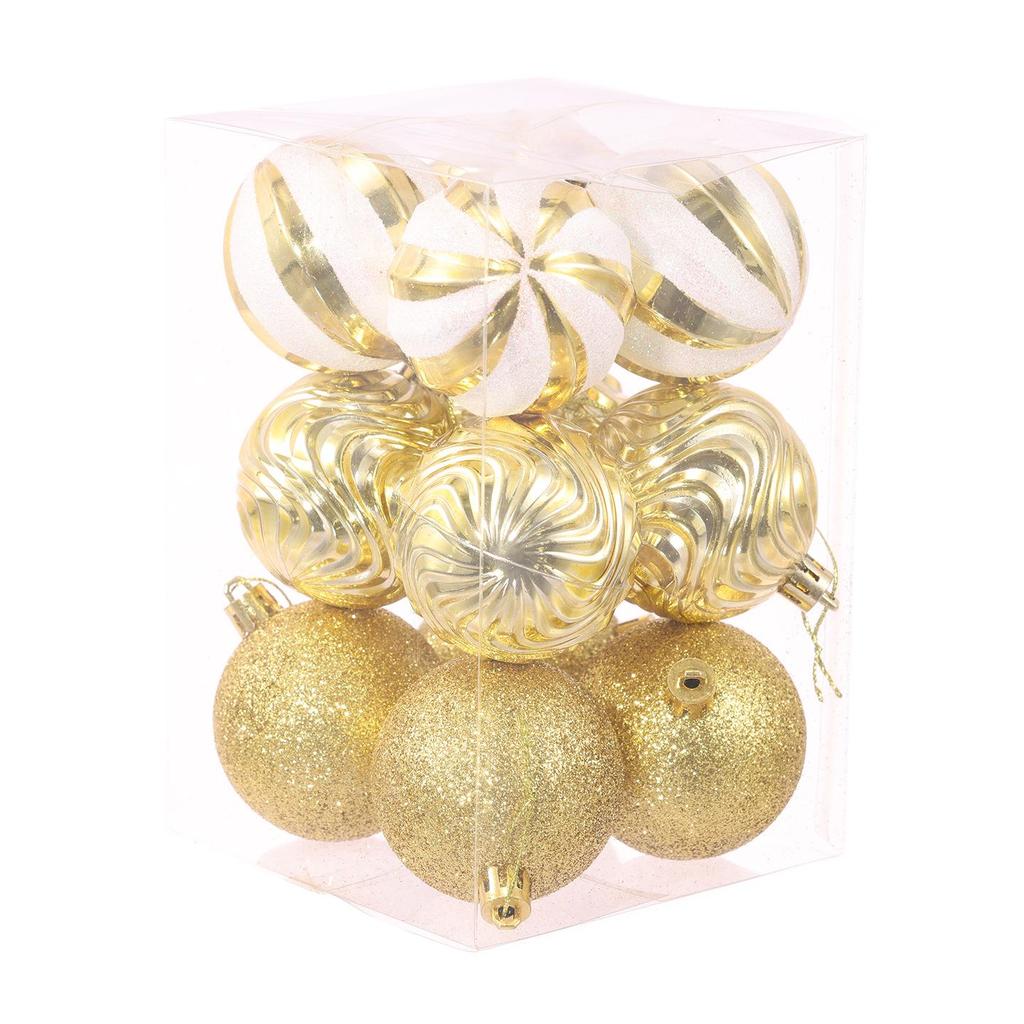 12-Piece 6cm Glitter Wave Christmas Ball Set for Tree and Ceiling Decoration