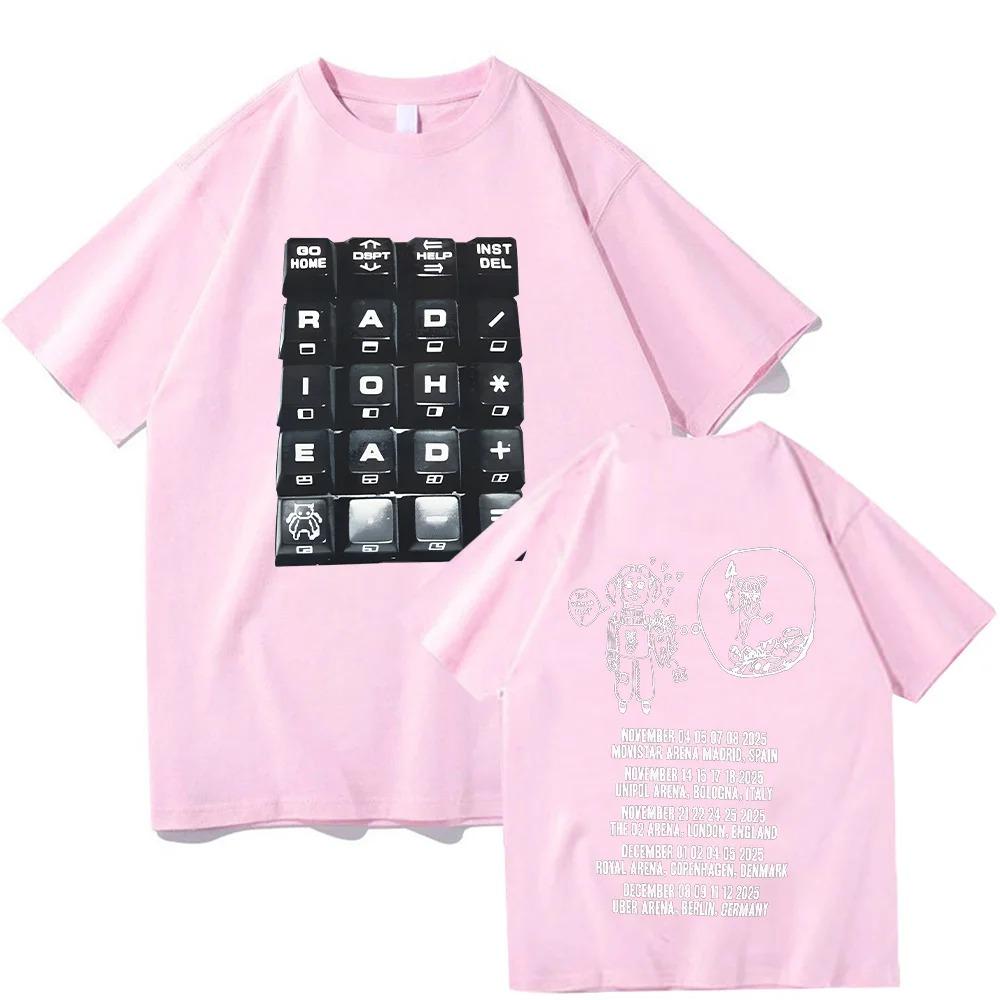 Radiohead World Tour Merch Tshirt Oversized Y2k Rock Band T Shirts Men Women Heavy Cotton Loose Streetwear Short Sleeve Clothes