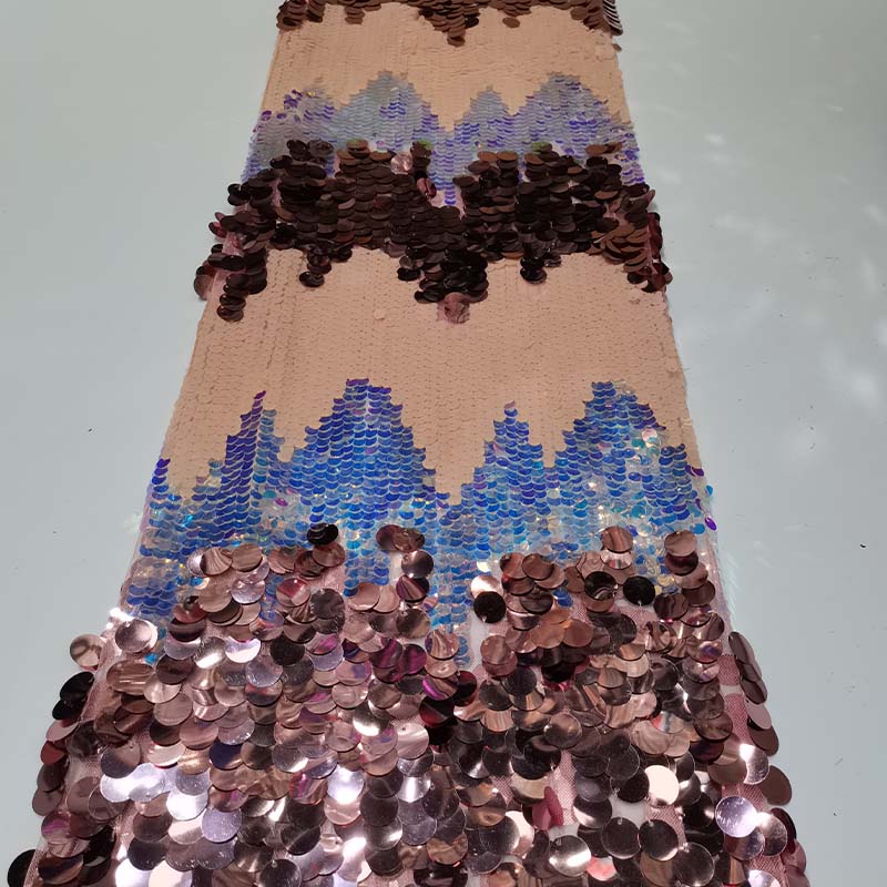 Length: 1Yard Colorful Size Sequin Embroidery Glitter Fabric DIY Sewing Pants Skirts Camisoles Mesh Sequin FabricWide:125CM