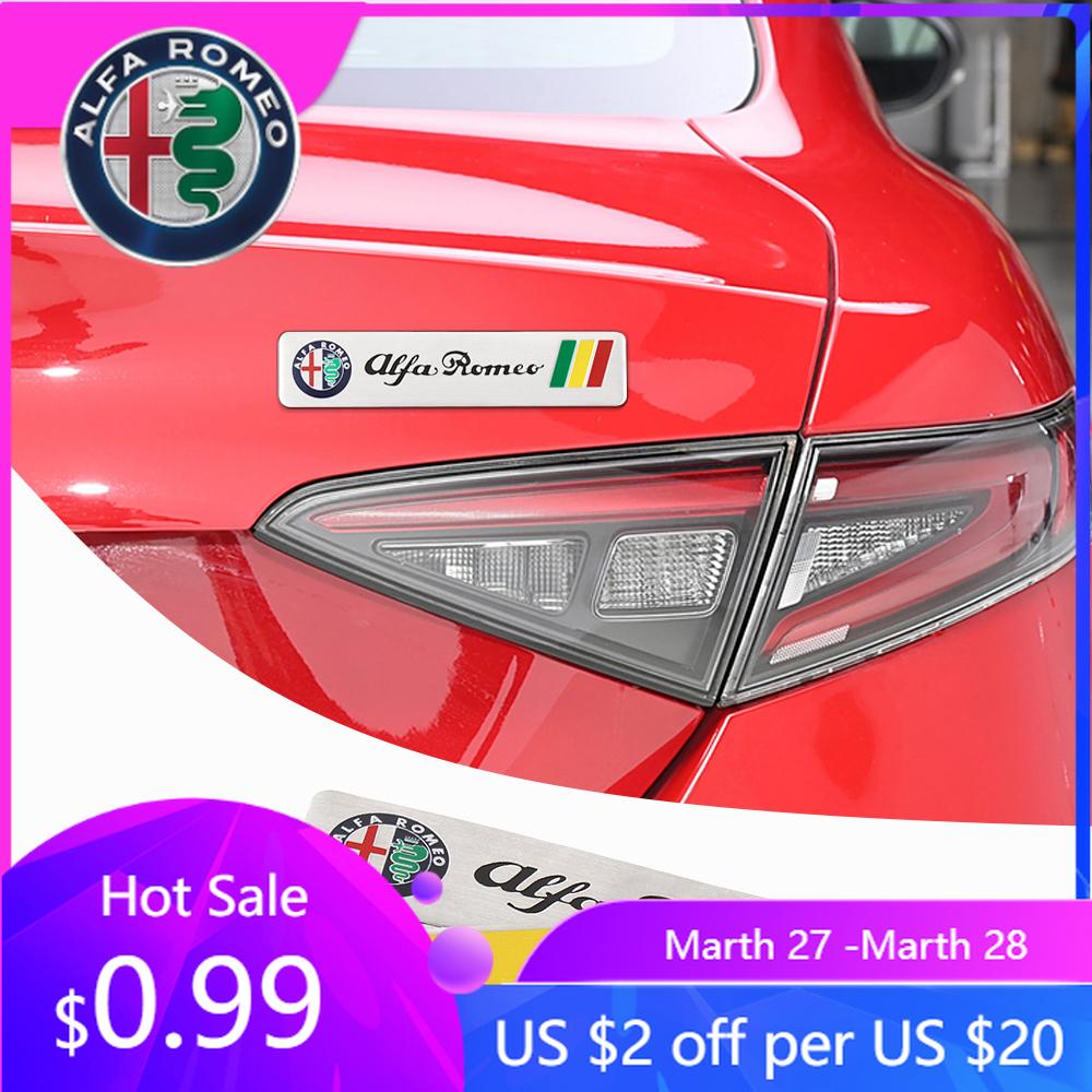 BBDK7 For Alfa Romeo 3D Metal Car Decor Emblem Fender Sticker Rear Trunk Badge Decal For Alfa Romeo Giulia Stelvio Giulietta 156 159 1