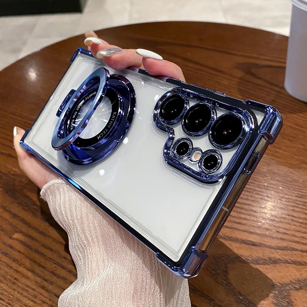 

Покрытие магнитный держатель подставка прозрачный чехол для Samsung S24 Ultra S23 Plus S22 беспроводная зарядка воздушная подушка ударопрочный чехол For S23 FE