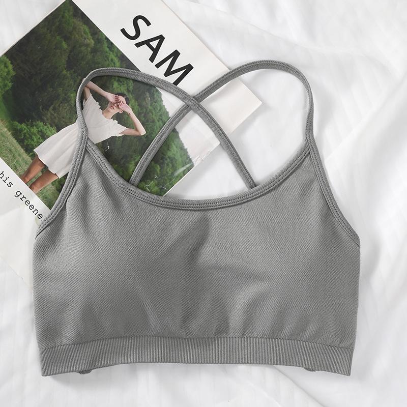 

Бесшовный быстросохнущий спортивный бюстгальтер для йоги и бега - Красивый дизайн спины M [Bust 35.5] светло-серый