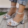 Sandali Estivi Nuovi da Donna con Tacco Alto a Zeppa Dita Aperte - Taglia Grande Scarpe Temperamentali Americane Europee con Fiocco a Fascia Singola