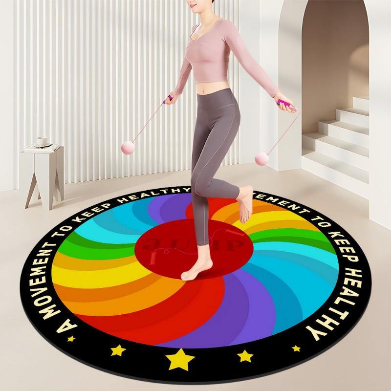 Rainbow Spiral Fitness Mats Colorful Flower Design Movement Healthy Motif Non Slip Exercise Rugs for Home Gym