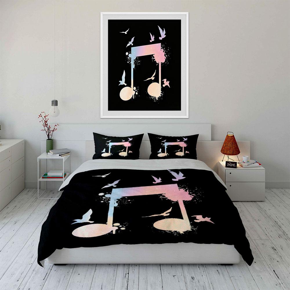 Music Note Art Decor Set Soft Comfortable Duvet Cover Bedding Set Included 1*Duvet Cover & 2*Pillowcases, Gift