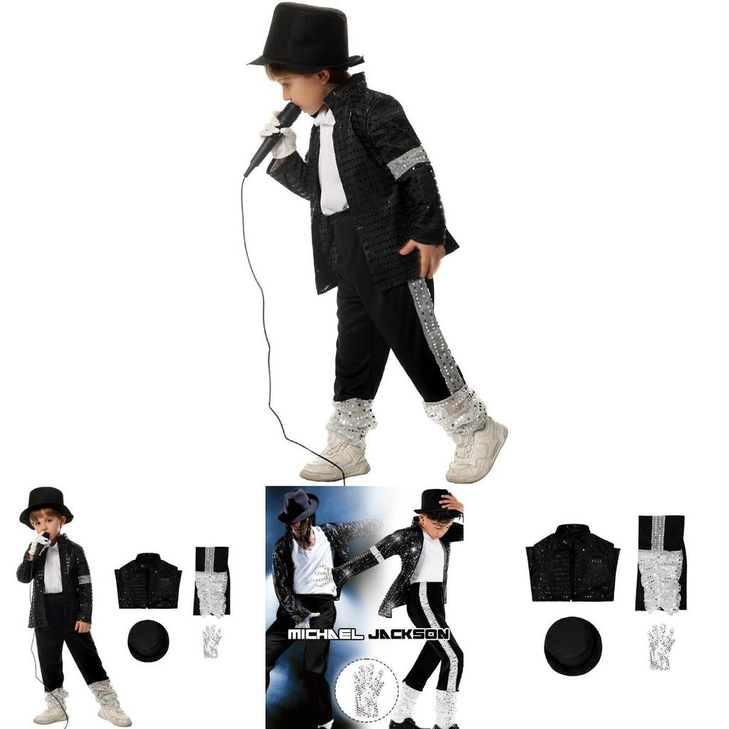 Mj Michael Jackson Cosplay Costume For Kids With Print For Stage Dance Performance