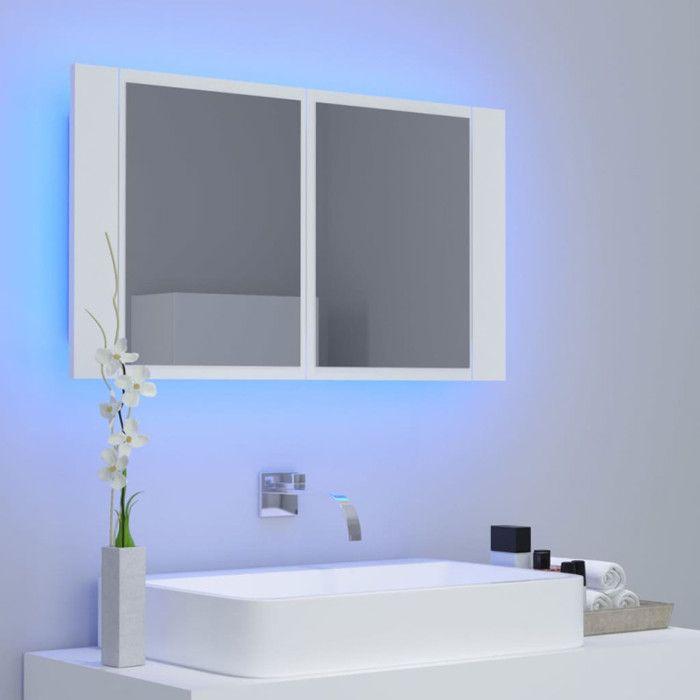 VidaXL Bathroom Cabinet with LED Mirror White 80x12x45 Cm Acrylic 804964