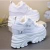 Fashion 12CM New Synthetic Leather Plush Winter High Brand Autumn Spring Daddy Tide Warm Platform Fashion Comfy Hidden Heels Shoes