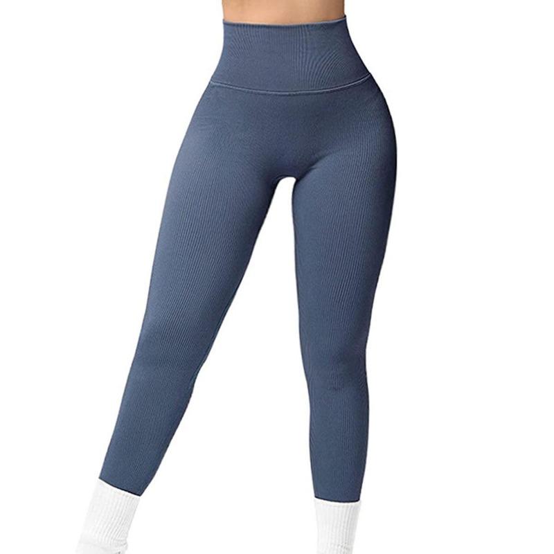 Γυναικεία παντελόνια γιόγκα με ραβδώσεις Ψηλόμεσο κολάν γυμναστικής Στερεά αθλητική γυμναστική χωρίς ραφές Γυναικείο κολάν Προπόνηση για τρέξιμο Καλσόν γυμναστικής για έλεγχο της κοιλιάς