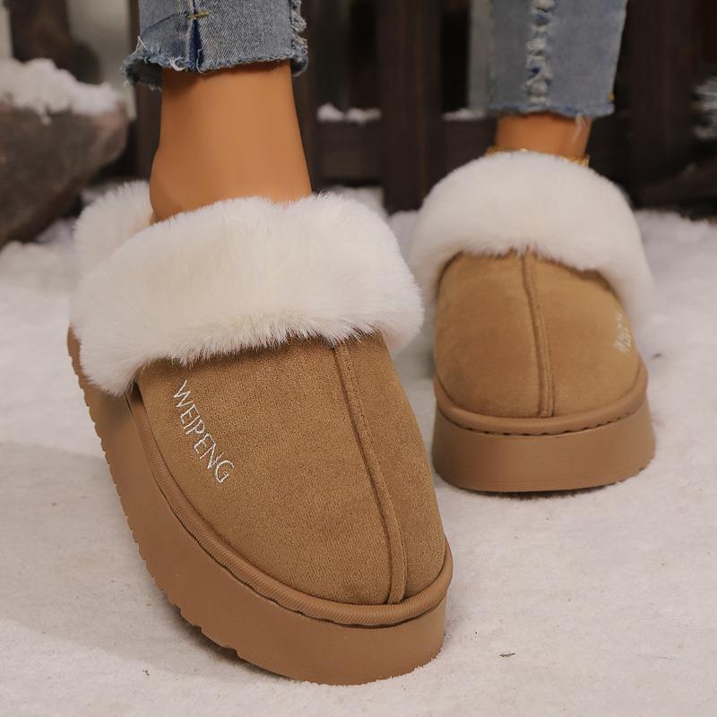 

Женские пушистые зимние ботинки-тапочки, Нескользящие ботильоны на платформе для улицы, Теплые шлепанцы с закрытым носком оптом в наличии 40-41 коричневый
