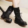 Fashion GKTINOO Women Motorcycle Boots Genuine Leather 2025 New Zip Round Toe Women Shoes Sewing Handmade Retro Ankle Platform Boots