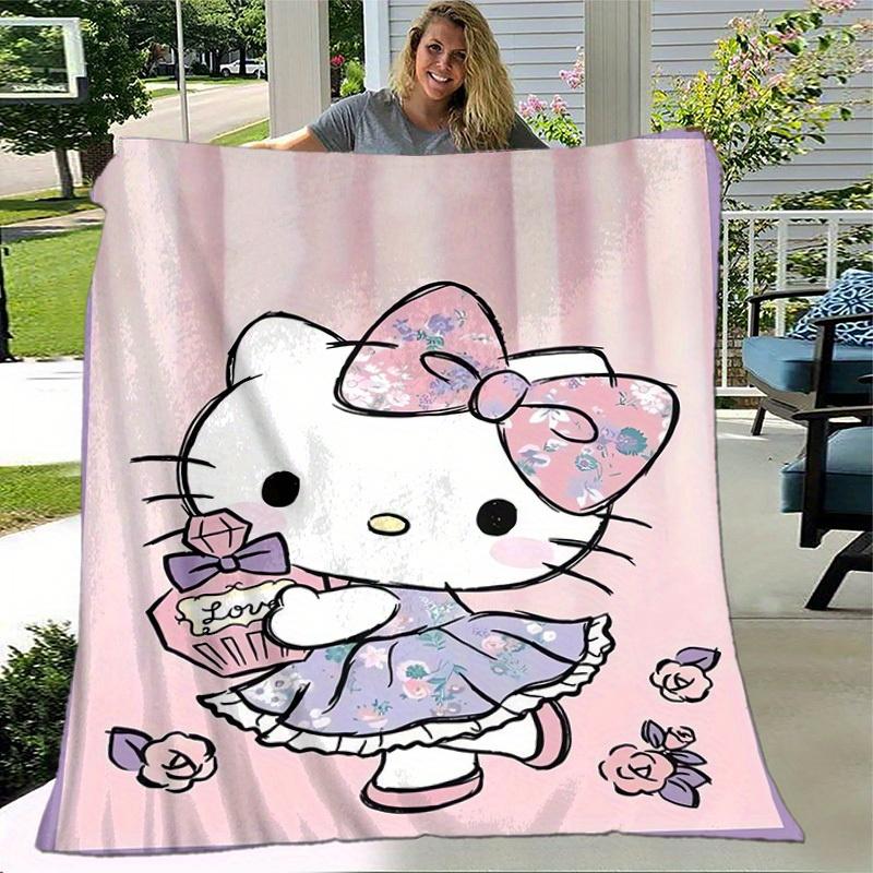 1pc. Hello Kitty Floral Print Blanket - Cute Home Decor, Office Napkin, Outdoor Throw Giftz0411225