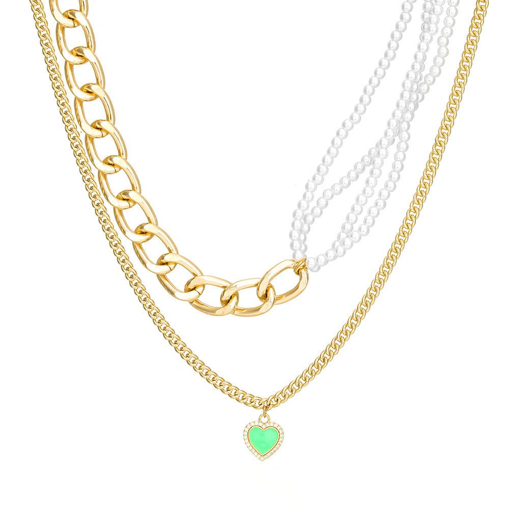 Elegant Gold Heart Shaped Necklace With Trendy Pearl Accents For Womens Fashion