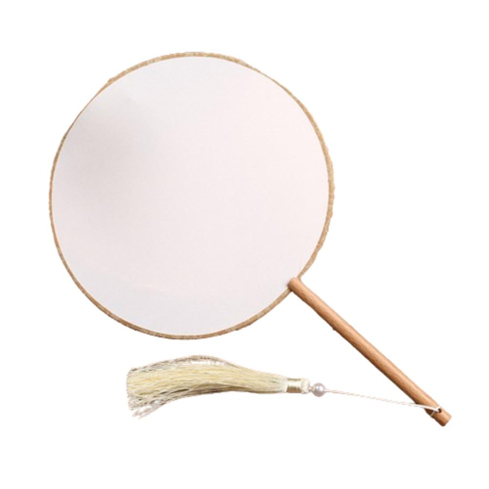 Chinese Style Blank Round Hand Fan Embroidery Dance Fan Wooden Silk Hand Fan  Home Decoration