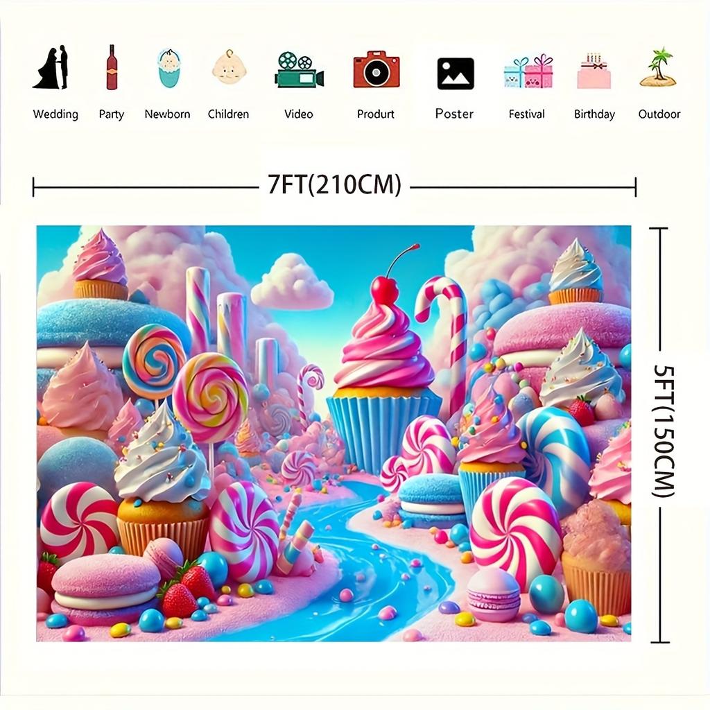 Colored Candy Kingdom Ice Cream Castle Vinyl Background Cloth