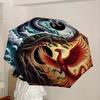 1pc Yin Yang Dragon Phoenix Symbol Umbrella with Plastic Handle,Suitable for All Seasons Home Travel Outdoor UmbrellaDD361